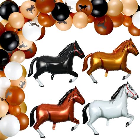 Buy 100 Pieces Horse Balloons 40 Inches Horse Shaped Aluminum Foil ...