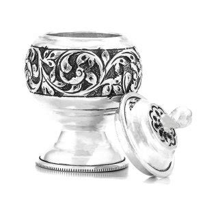 925 Pure Silver Antic Hand Crafted Kunguma Box - Silver Palace
