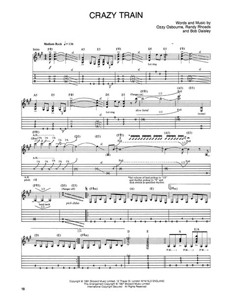 Crazy Train by Ozzy Osbourne - Guitar Tab - Guitar Instructor
