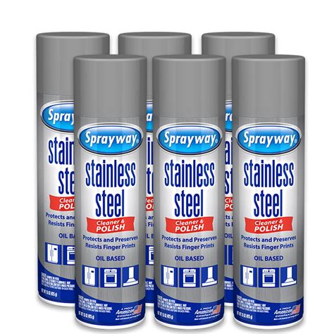 Sprayway Stainless Steel Cleaner Aerosol Spray Oil-Based, 15oz, Pack of ...