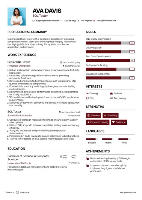 Image result for SQL Tester Resume PDF