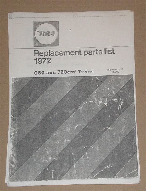 BSA Replacement Parts List 1972 A65/A70 | BRITISH Only Austria ...