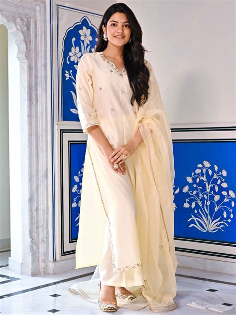 Ivory Gota Patti Kurta Set