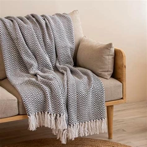 SAJAVAT HOME Hand-Knitted Pure Cotton Sofa Throw | Decorative Large ...
