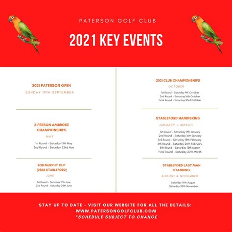 Our Season 2021 Competition Calendar... - Paterson Golf Club