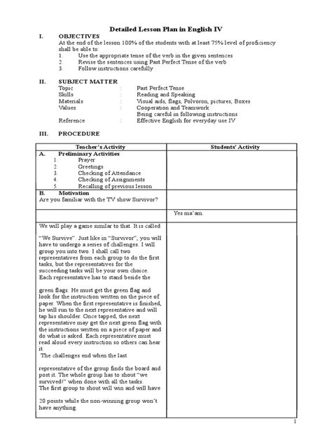Teaching Simple Past Tense Lesson Plan 的图像结果