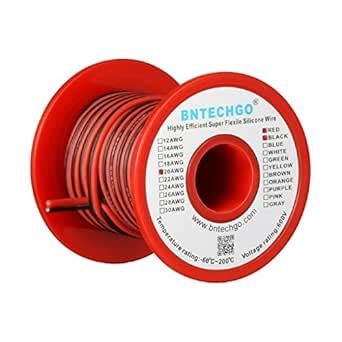 BNTECHGO 20 Gauge 2 Conductor Parallel Silicone Wire Spool Red Black ...