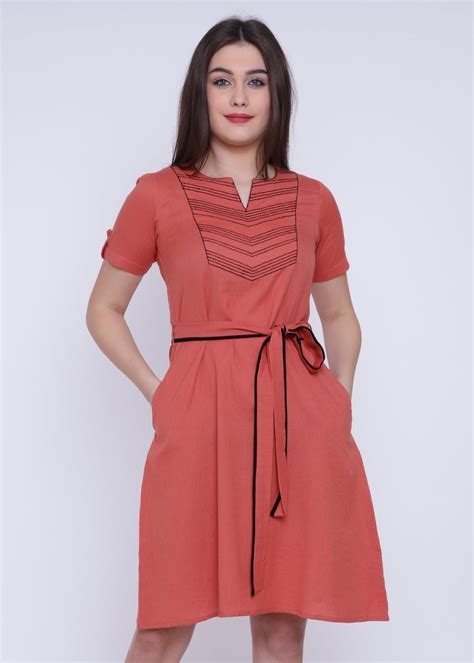 Get Roll Up Sleeve Detail Striped Yoke Dress at ₹ 1449 | LBB Shop