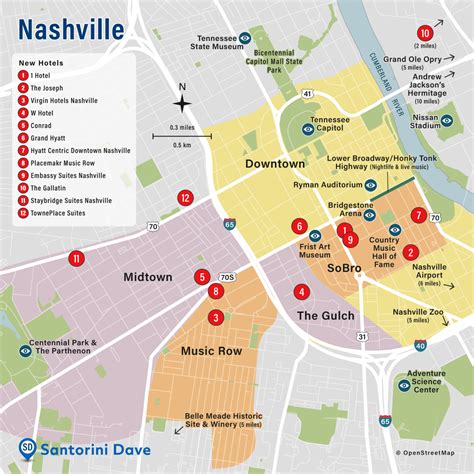 Map Of Downtown Nashville Hotels
