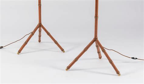 Pair of Jacques Adnet Leather Floor Lamps For Sale at 1stDibs