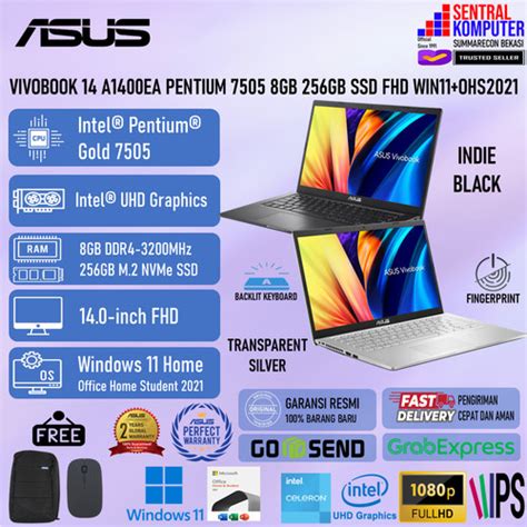 Jual ASUS VivoBook 14 A1400EA Pentium Gold 7505 8GB 256GB SSD FHD Win11 ...