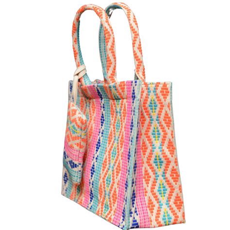 Multicoloured Jacquard Tote Bag With Utility Pouch - Artklim