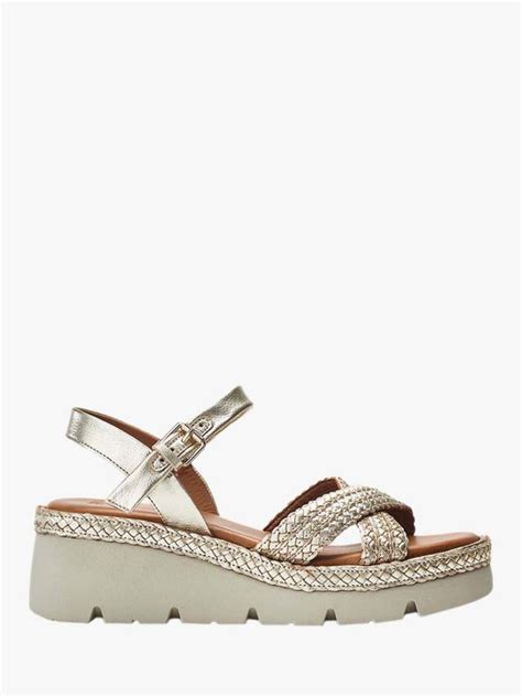 Moda in Pelle Keroya Woven Leather Strap Wedge Heel Sandals, Gold