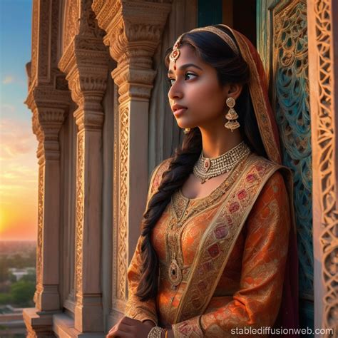 South Asian Princess Waiting in Palace | Stable Diffusion Online