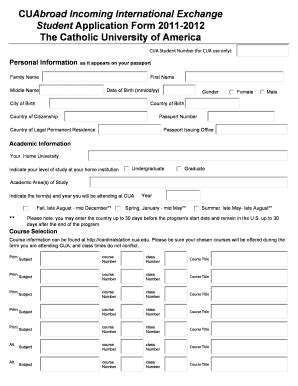 Fillable Online cuabroad cua J request form for Non Degree Students ...