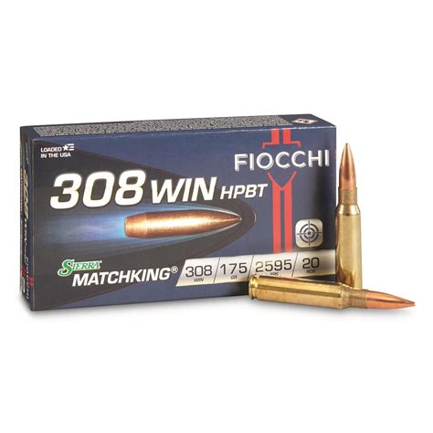 Fiocchi Hyperformance, .308 Win., Sierra MatchKing HPBT, 175 Grain, 20 ...