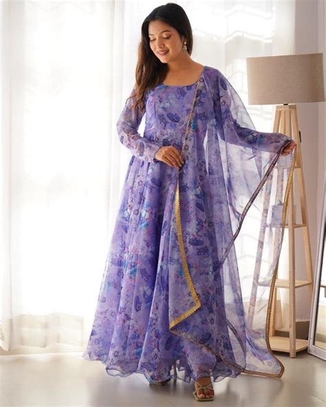 Fabulous Lavender Color Organza Taby Silk Anarkali Gown – Vastra Shop