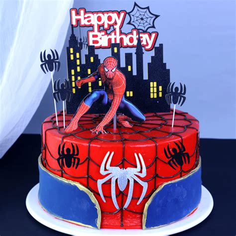9pcs Superhero Spiderman Happy Birthday Cake Toppers Super Hero Spider ...