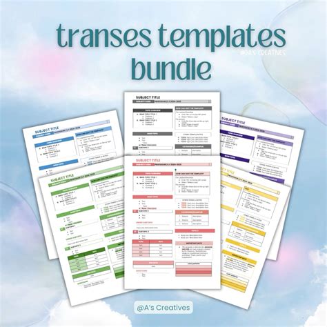 Transes template | Reviewer Template | Note taking | Study tracker ...