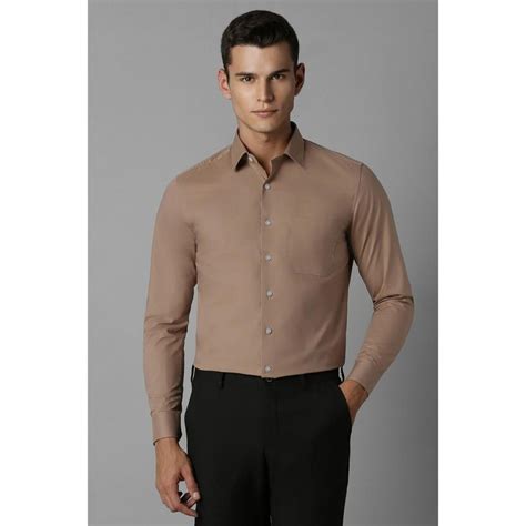 Buy Louis Philippe Men Brown Slim Fit Solid Full Sleeves Formal Shirt ...