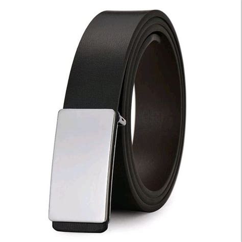 Jual Ikat Pinggang Pria Kulit PU Model Rel Kepala Besi Polos Hitam ...