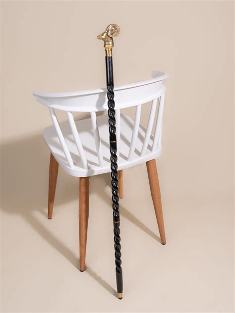 Shisham wood crafted brass deer head handle walking stick / cane - Eas