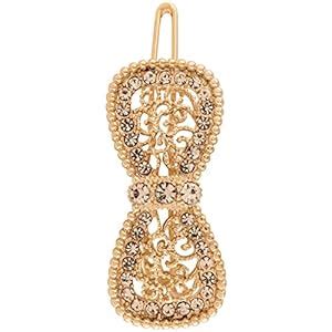 Buy Jazz Jewellery Gold Toned Stone Studded Bow Shaped Cut-Out Hair Pin ...