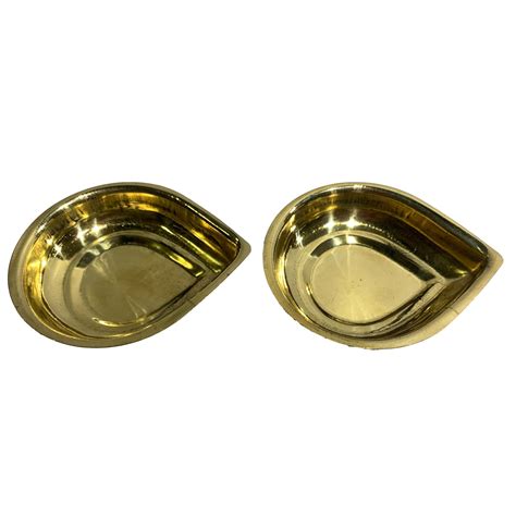 Pair of Brass weightless Agal Vilakku or Diya 2.6 inches Dia Size No 2 ...
