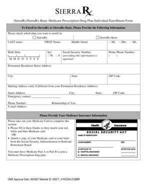 Fillable Online SierraRx/SierraRx Basic Medicare Prescription Drug Plan ...