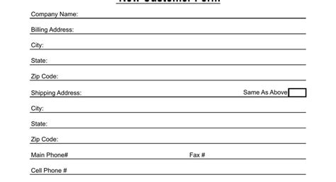 Customer Information Form PDF 的图像结果