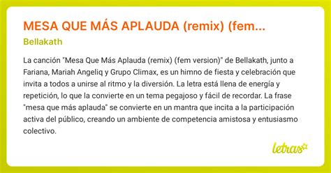 Significado de la canción MESA QUE MÁS APLAUDA (remix) (fem version ...