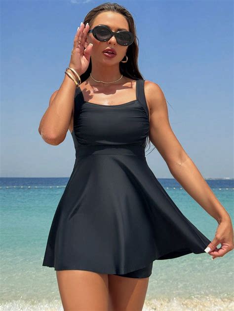 SHEIN Brasil | Swim dress, Swimsuit with shorts, Beachwear for women