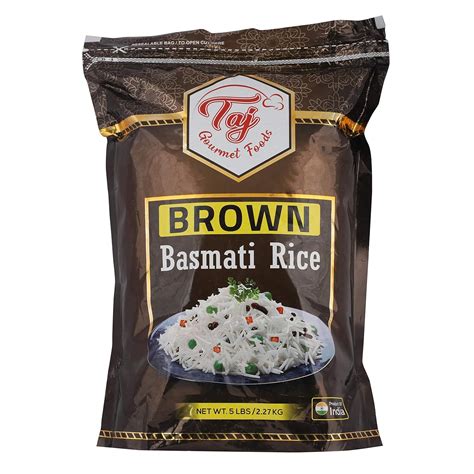 Buy TAJ Gourmet Brown Basmati Rice, Extra Long Grain, 5-Pounds ...