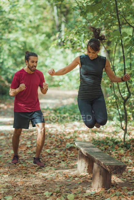 Image result for Woman Jumping Over Bench