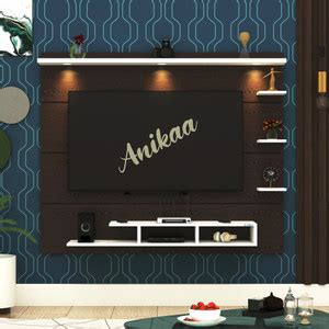 ANIKAA Nexa Wall Mount TV Unit Cabinet with 3 LED Lights & Shelves ...