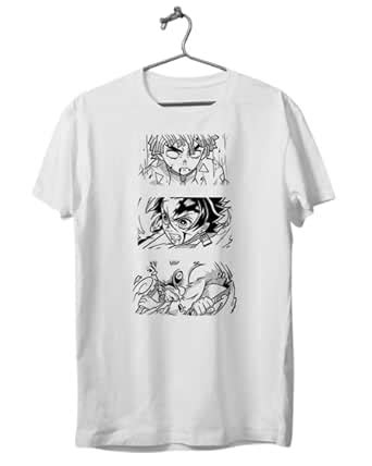 Buy Demon Slayer Three Worriors White Half Sleeves T-Shirt for Men and ...