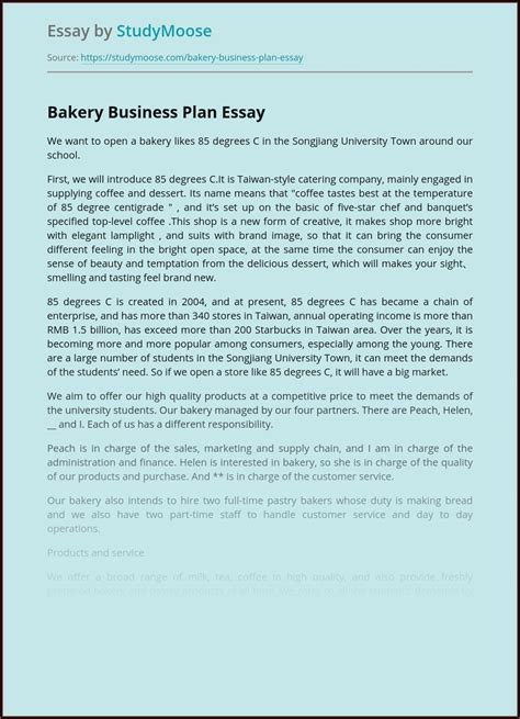 Image result for Bakery Business Plan Example