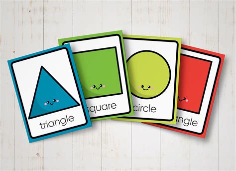 Tarjetas para aprender las figuras geometricas en Ingles para niños ...