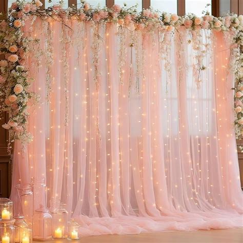 Special You Peach Net Curtain for Decoration with Fairy Light, Back ...