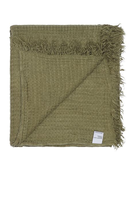 HAWKINS NEW YORK Simple Linen Throw in Olive | FWRD