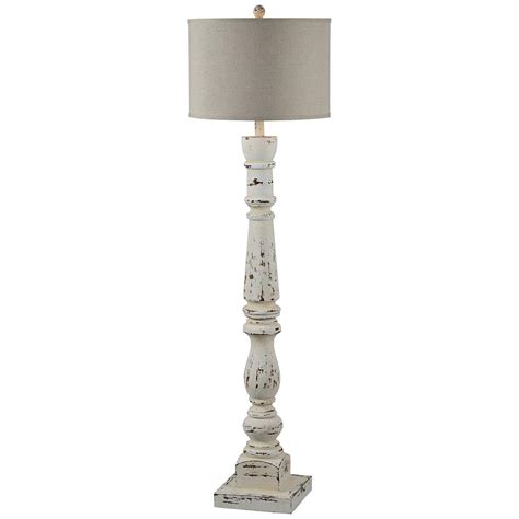 Anna Cottage Farmhouse Distressed White Column Floor Lamp - #69Y01 ...
