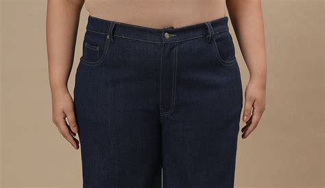 Women Plus Size Blue Wide-leg Stretch Jeans