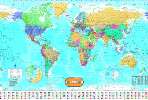 Laminated World Map Educational Type Poster Wall Chart Etsy - Riset