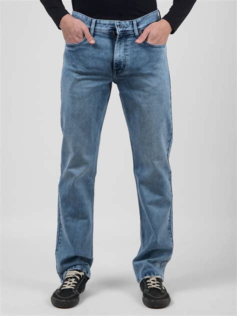 Buy Men's Blue Mid Rise Regular Fit Sustainable Jeans Online | Numero Uno