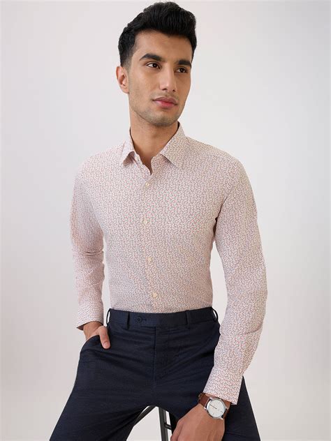 Raymond Men Orange Print Regular Fit Cotton Formal Shirt – MyRaymond