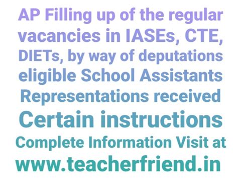 AP Filling up of the regular vacancies in IASEs, CTE, DIETs, by way of ...