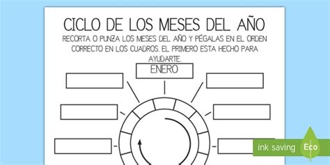 Ciclo de los meses del año Ficha de actividad | Twinkl