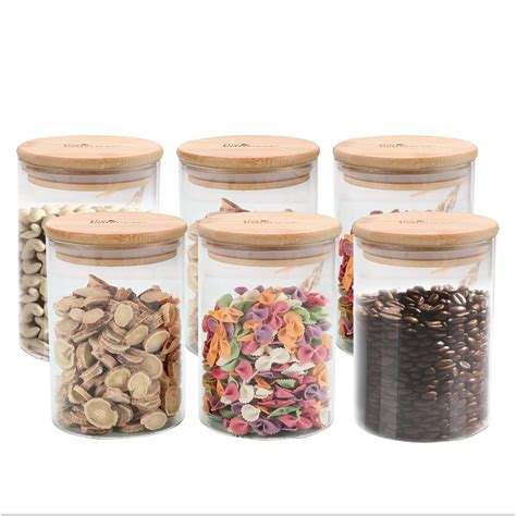 Buy The Better Home Pack of 6 Borosilicate Glass Jars with Bamboo Lid I ...