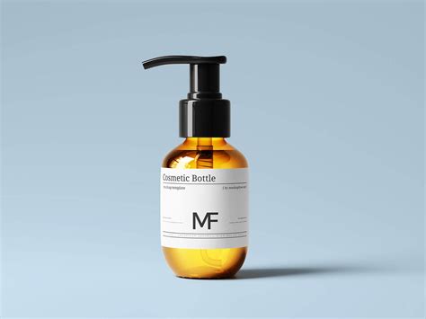 Small Amber Glass Pump Bottle Mockup | Free PSD Templates