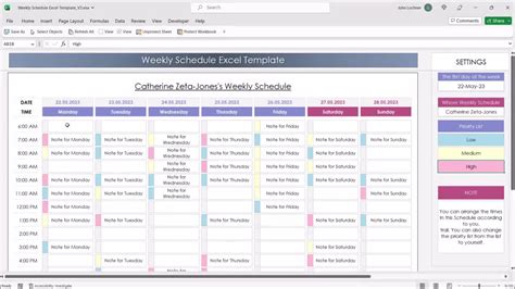 Image result for Weekly Schedule Excel Example